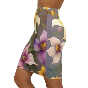 Women’s Mini Skirt - Large Pastel Flowers Polyester - Dipaliz - Skirts