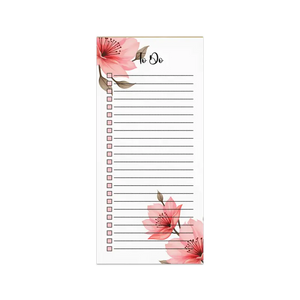 Pink Flowers Notepad - Large Magnetic Backing - Dipaliz - Notepads