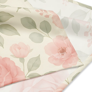 Floral All-over Print Bandana - Large Pink Rose - Dipaliz - Bandanas & Headties