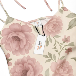 Midi Dress Large Pink Roses Built in Bra Comfort - Dipaliz - Dresses