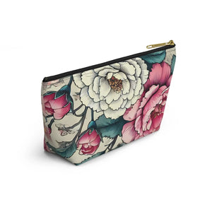Pink Accessory Pouch – White Flowers Large - Dipaliz - Makeup Bags