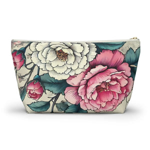 Pink Accessory Pouch – White Flowers Large - Dipaliz - Makeup Bags