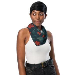 Floral All-over Print Bandana - Bold Red Blooms - Dipaliz - Bandanas & Headties