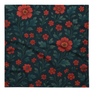 Floral All-over Print Bandana - Bold Red Blooms - Dipaliz - Bandanas & Headties