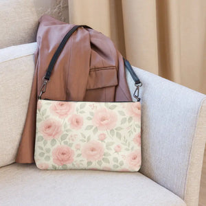 Faux Leather Crossbody Bag with Large Rose Flowers - Dipaliz - Cross Body Bags