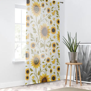 Large Sunflowers Window Curtain Home Decor - Vibrant Art - Dipaliz - Sheer / White / 50’’ × 84’’ - Curtains