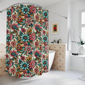 Vibrant Floral Pattern Shower Curtain - Durable Polyester - Dipaliz - 71’’ × 74’’ - Curtains
