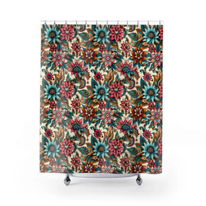 Home Decor - Vibrant Floral Pattern Shower Curtain - Durable Polyester - Dipaliz 71’’ × 74’’