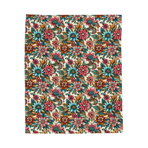 Vibrant Flower Pattern Velveteen Plush Blanket - Dipaliz - 50’’ × 60’’ - Blankets