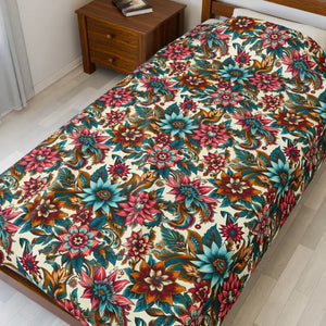 Vibrant Flower Pattern Velveteen Plush Blanket - Dipaliz - 60’’ × 80’’ - Blankets