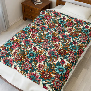 Vibrant Flower Pattern Velveteen Plush Blanket - Dipaliz - Blankets
