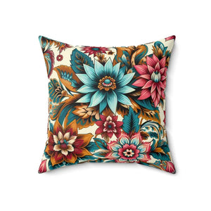 Vibrant Flowers Polyester Pillow - Bold Home Accents - Dipaliz - 18’’ × - Throw Pillows