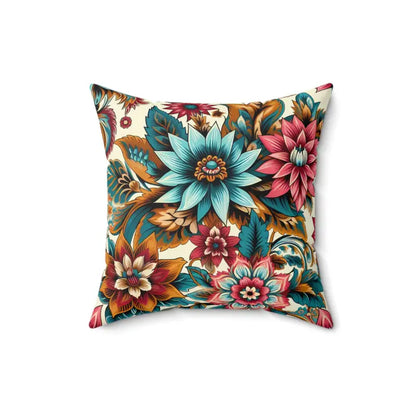 Bold Home Accents: Vibrant Flowers Polyester Pillow - Decor