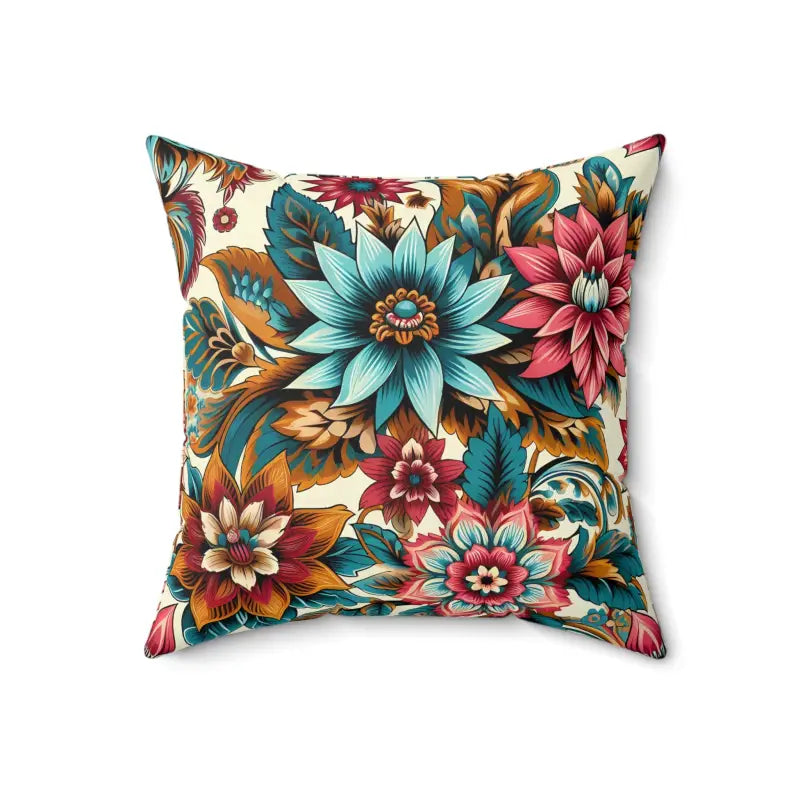 Bold Home Accents: Vibrant Flowers Polyester Pillow - Decor