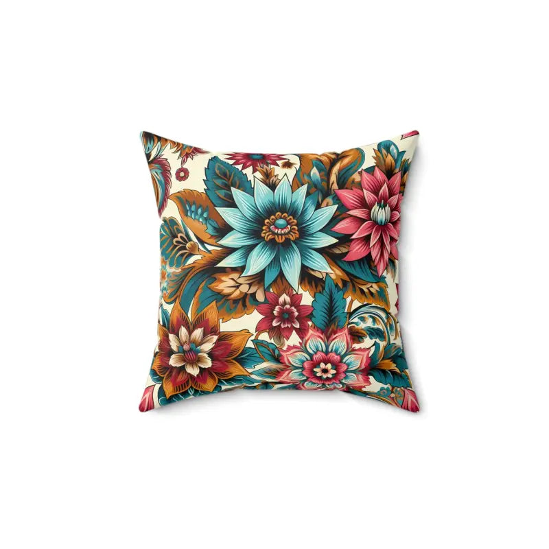 Bold Home Accents: Vibrant Flowers Polyester Pillow - Decor