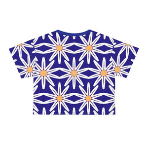 Crop Tee - Vibrant Tee Large White Flowers Statement Style - Dipaliz