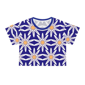 Crop Tee - Vibrant Tee Large White Flowers Statement Style - Dipaliz