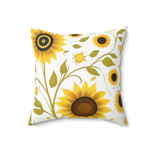 Large Yellow Sunflowers Square Pillow Polyester - Dipaliz - Throw Pillows