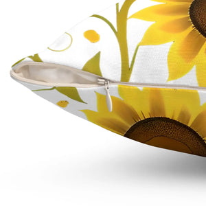 Large Yellow Sunflowers Square Pillow Polyester - Dipaliz - Throw Pillows