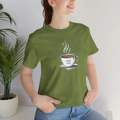 Latte Lovers’ Ultimate Comfy Jersey Short Sleeve Tee - Heather Green / s T-shirt