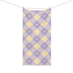 Butter Yellow Checkered Beach Towel Cotton Blend - Dipaliz - Towels