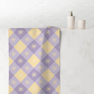 Butter Yellow Checkered Beach Towel Cotton Blend - Dipaliz - Towels