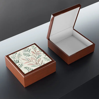 Elevate with the Lavish Leafy Glossy Jewelry Box - Keep Valuables Safe - Golden Oak / one Size Home Decor