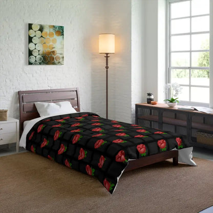 Dive Into Luxury with Midnight Rose Black Comforter - Home Decor