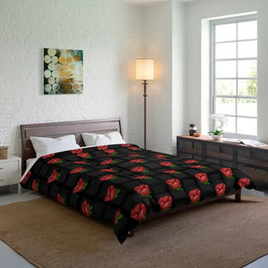 Black Comforter Rose Weaved Background Luxury Bedding - Dipaliz - Quilts & Comforters