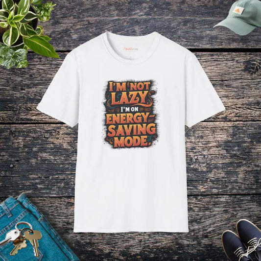 Unisex Cotton Tee - i am not Lazy on Energy Saving Mode - White / s T-shirt