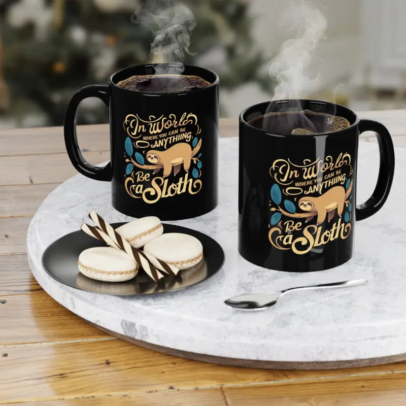 Embrace Slow Mornings with Stylish Sloth Ceramic Mugs - 11oz / Black Mug