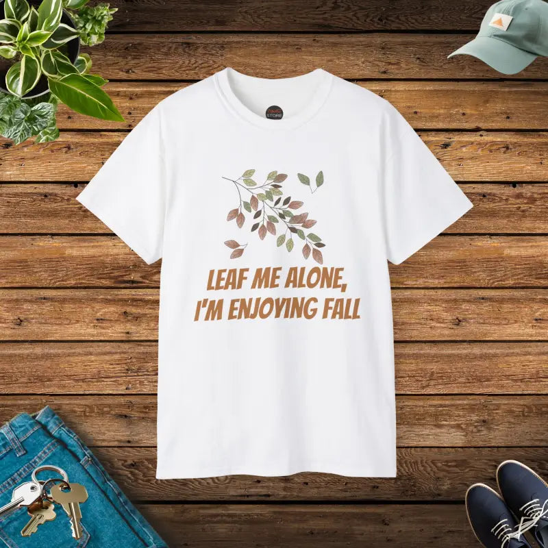 Leaf me Alone Unisex Cotton Tee for Fall Foliage Fun - White / s T-shirt