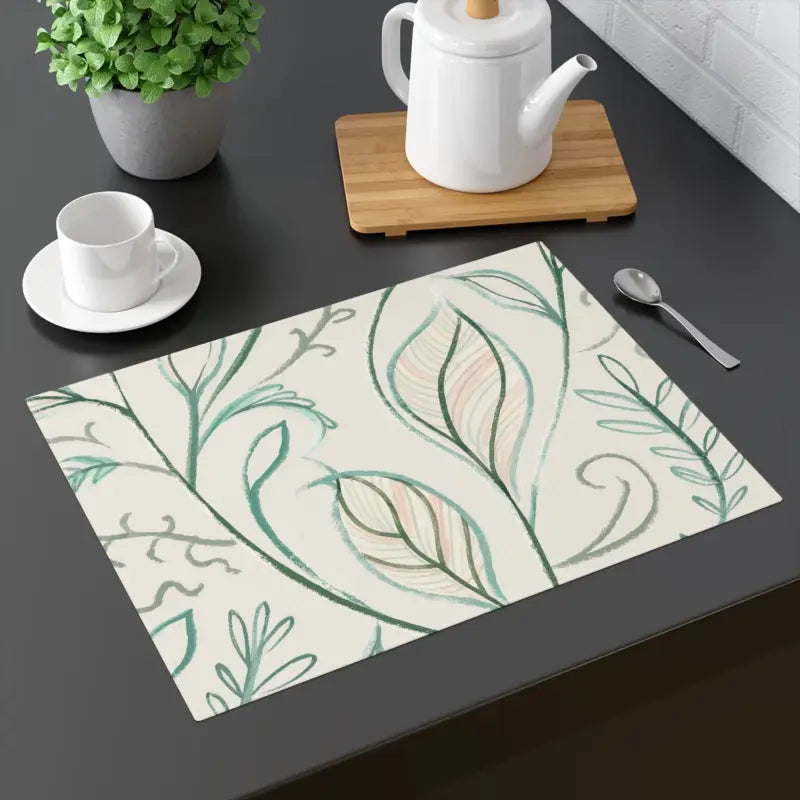 Elevate your Table with Stylish Green Leaves Cloth Placemats - 18’’ × 14’’ Home Decor