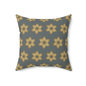 Polyester Square Pillow Grey Leaf Pattern Comfort Style Dipaliz - Throw Pillows