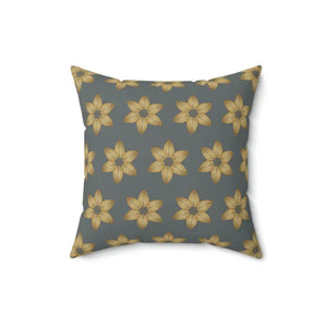 Polyester Square Pillow Grey Leaf Pattern Comfort Style Dipaliz - Throw Pillows