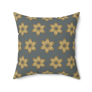 Polyester Square Pillow Grey Leaf Pattern Comfort Style Dipaliz - Throw Pillows