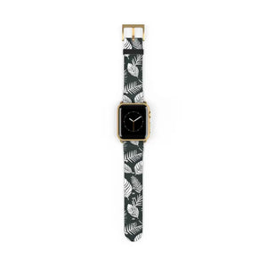 Watch Band - Leafy Pattern Faux Leather Comfort Style - Dipaliz - 38 - 41 Mm / Gold Matte - Bands