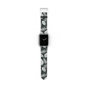 Watch Band - Leafy Pattern Faux Leather Comfort Style - Dipaliz - 38 - 41 Mm / Silver Matte - Bands