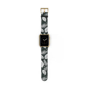 Watch Band - Leafy Pattern Faux Leather Comfort Style - Dipaliz - 42 - 45 Mm / Gold Matte - Bands