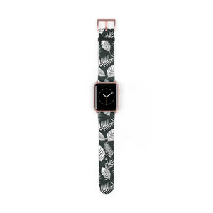 Watch Band - Leafy Pattern Faux Leather Comfort Style - Dipaliz - 42 - 45 Mm / Rose Gold Matte - Bands