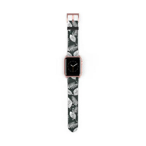 Watch Band - Leafy Pattern Faux Leather Comfort Style - Dipaliz - 38 - 41 Mm / Rose Gold Matte - Bands