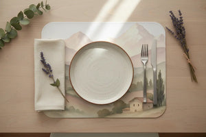 Mountain Landscape Table Mat - Rustic Leather Dining - Dipaliz - 9’’ x 7.5’’ - Home Decor