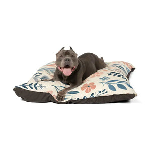 Cotton Pet Bed - Pastel Leaves Paw Print Design - Dipaliz - 50’’ × 40’’ - Beds