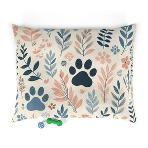 Cotton Pet Bed - Pastel Leaves Paw Print Design - Dipaliz - Beds