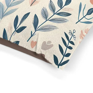 Cotton Pet Bed - Pastel Leaves Paw Print Design - Dipaliz - Beds