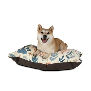 Cotton Pet Bed - Pastel Leaves Paw Print Design - Dipaliz - Beds