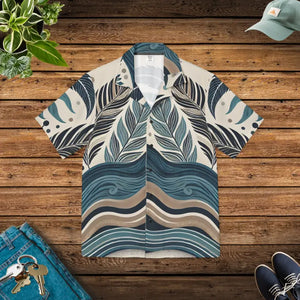 Hawaiian Camp Shirt Wave Prints Summer Vibes Style - Dipaliz - Xs - Shirts