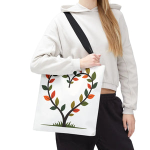 Heart Leaf Aop Tote Bag - Bold Cotton Canvas Carryall - Dipaliz - Bags