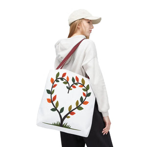 Heart Leaf Aop Tote Bag - Bold Cotton Canvas Carryall - Dipaliz - Bags