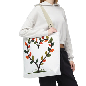 Heart Leaf Aop Tote Bag - Bold Cotton Canvas Carryall - Dipaliz - Bags